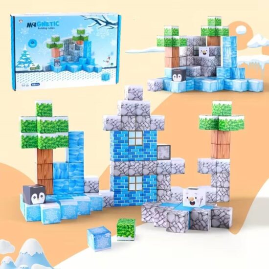 Set 66 Cuburi magnetice Minecraft Ice Jucarii Stem de construit