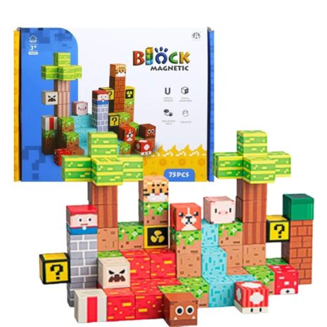 Set 75 Cuburi magnetice MineCraft Magnetic Jucarii Stem constructii