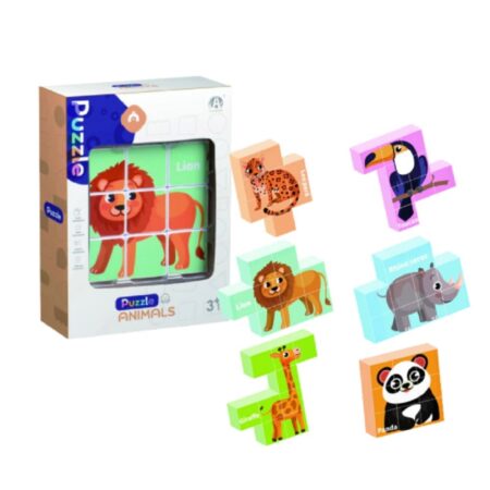 Set 9 cuburi magnetice Animale si pasari Asambleaza Puzzle