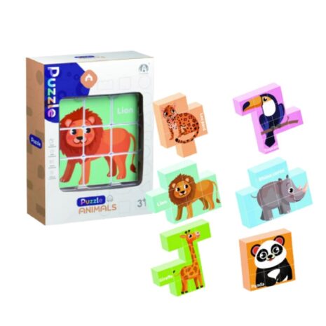 Set 9 cuburi magnetice Animale si pasari Asambleaza Puzzle