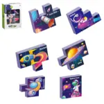 Set 9 cuburi magnetice Asambleaza Puzzle cu Spatiul cosmic