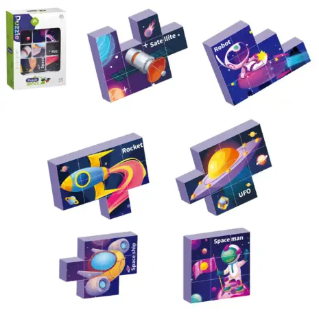 Set 9 cuburi magnetice Asambleaza Puzzle cu Spatiul cosmic