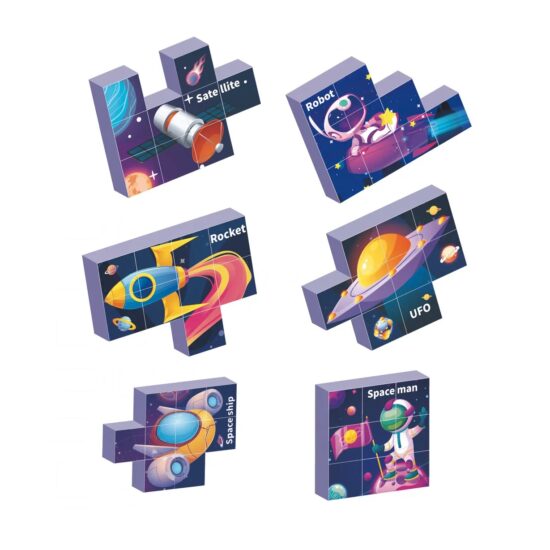 Set 9 cuburi magnetice Asambleaza Puzzle cu Spatiul cosmic