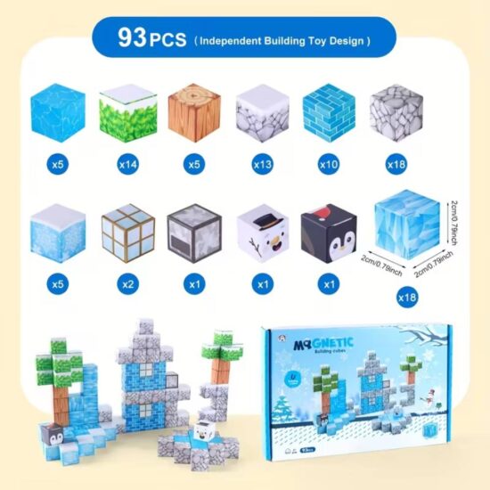 Set 93 Cuburi magnetice Minecraft Ice Jucarii Stem de construit