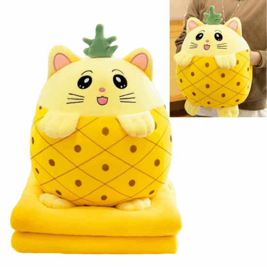 Set-Ananas-Perna-de-dormit-si-Paturica-pliabila-pufoasa-din-plus