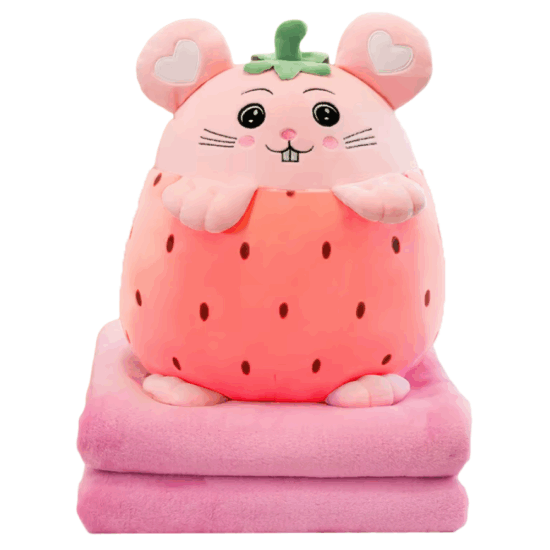 Set Capsuna Perna de dormit si Paturica pliabila pufoasa din plus