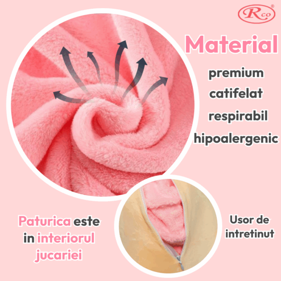 Set Unicorn cu Perna de dormit si Paturica pliabila pufoasa din plus