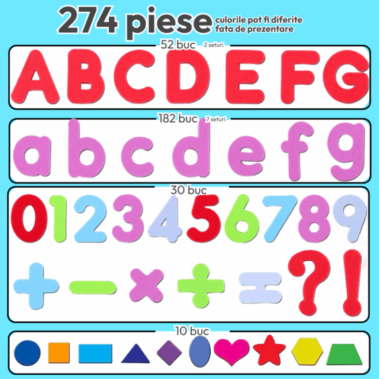 Set magnetic 274 piese Stem Litere Cifre si Plansa magnetica