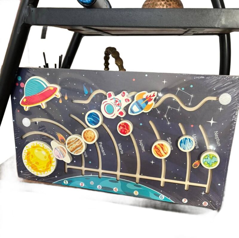 Sistemul solar Limba romana Puzzle labirint lemn cu 8 Planete