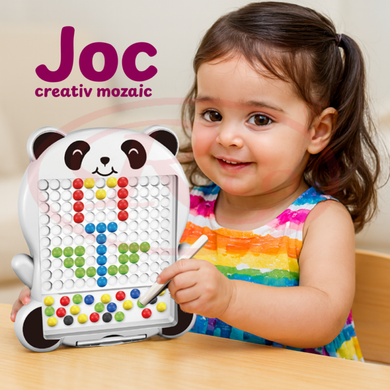 Tabla desen Joc Mozaic Panda piese colorate si pix magnetic