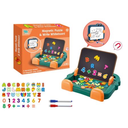 Tablita magnetica 2in1 cu Litere si Cifre Jucarie educativa desen