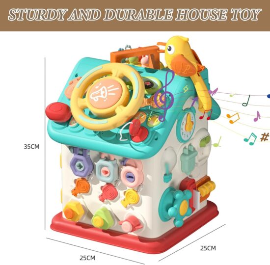 Casuta interactiva Montessori Busy Board cu Volan si incuietori