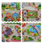 Covor joaca copii Oraselul Puzzle burete Trafic 120x120 cm