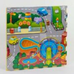 Covor joaca copii Oraselul Puzzle burete Trafic 120x120 cm