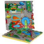 Covor joaca copii Oraselul Puzzle burete Trafic 120x120 cm