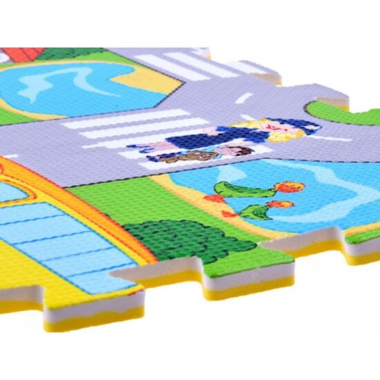 Covor joaca copii Oraselul cu sosele Puzzle burete Trafic 120x120cm