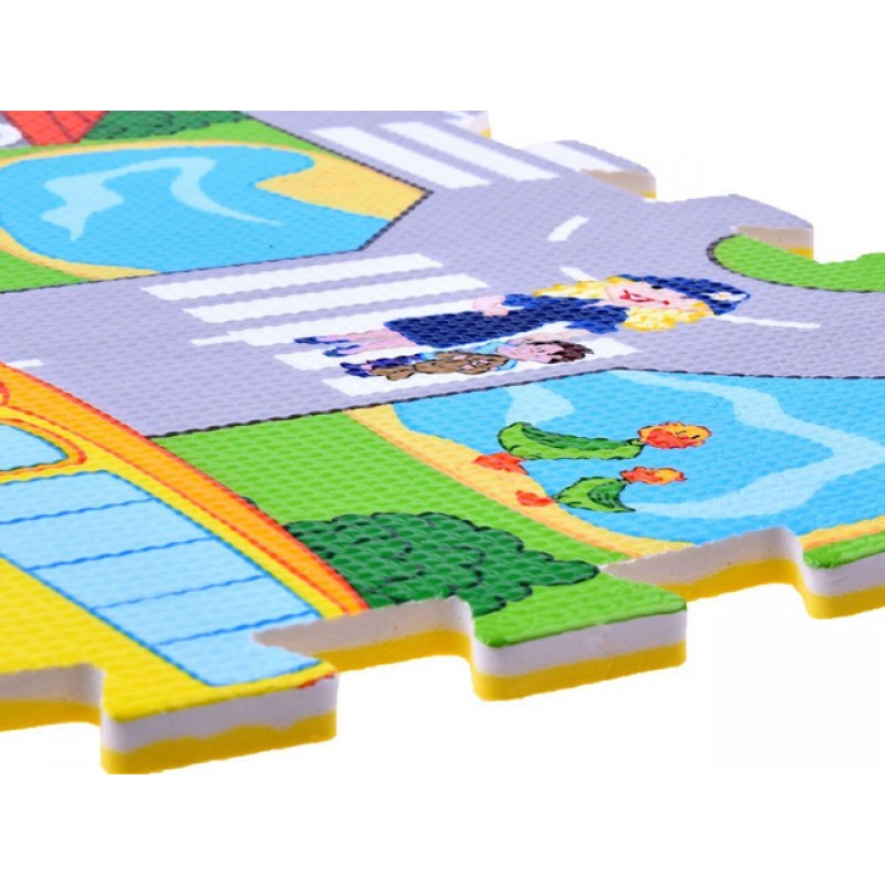 Covor joaca copii Oraselul cu sosele Puzzle burete Trafic 120x120cm