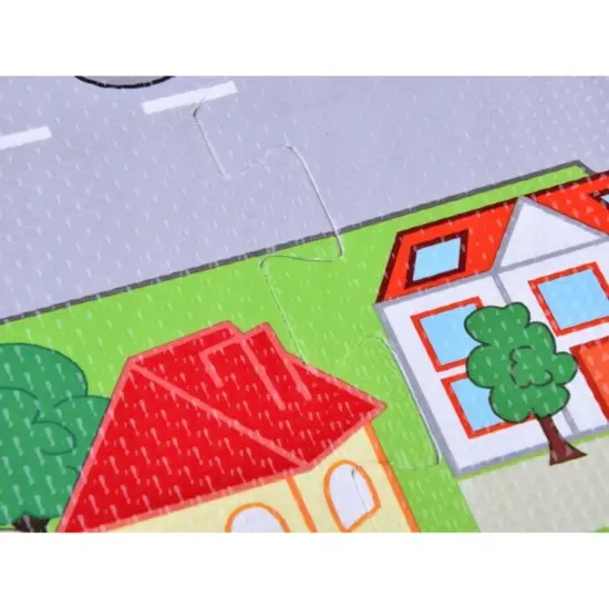 Covor joaca copii Oraselul cu sosele Puzzle burete Trafic 120x120cm