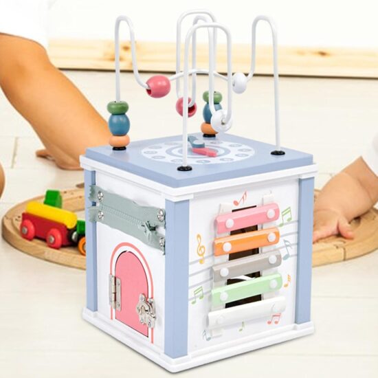 Cub Activitati Montessori 8in1 Incuietori Xilofon Sortare forme lemn