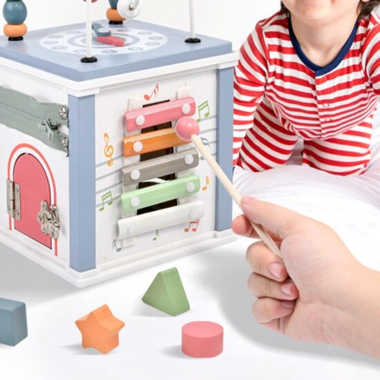 Cub Activitati Montessori 8in1 Incuietori Xilofon Sortare forme lemn