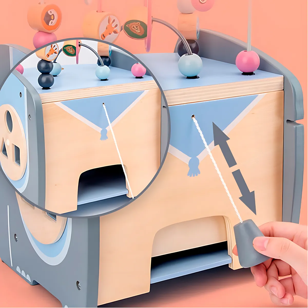 Cub Montessori 5in1 Elefantul cu activitati motrice si Sortare