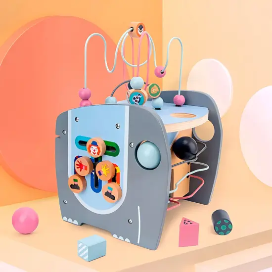 Cub Montessori 5in1 Elefantul cu activitati motrice si Sortare
