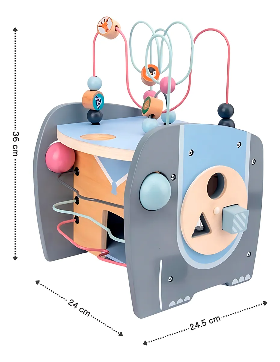 Cub Montessori 5in1 Elefantul cu activitati motrice si Sortare