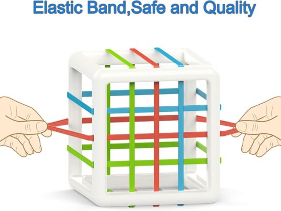 Cub bebe Montessori Sortare forme geometrice cu benzi elastice