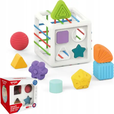 Cub bebe Montessori Sortare forme geometrice cu benzi elastice