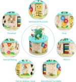 Cub lemn 7in1 Centru de activitati Broscuta cu masini Joc pioni