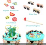 Cub lemn 7in1 Centru de activitati Broscuta cu masini Joc pioni