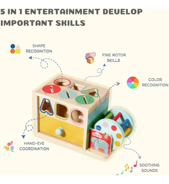 Cutia permanentei cu sertare Cilinru Joc Montessori forme si culori