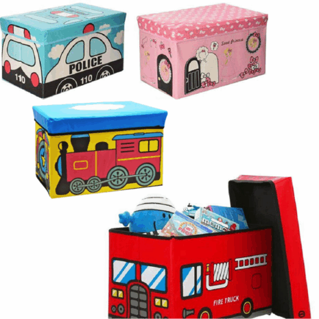 Cutie pentru depozitare Vehicule pliabila cu capac si desene