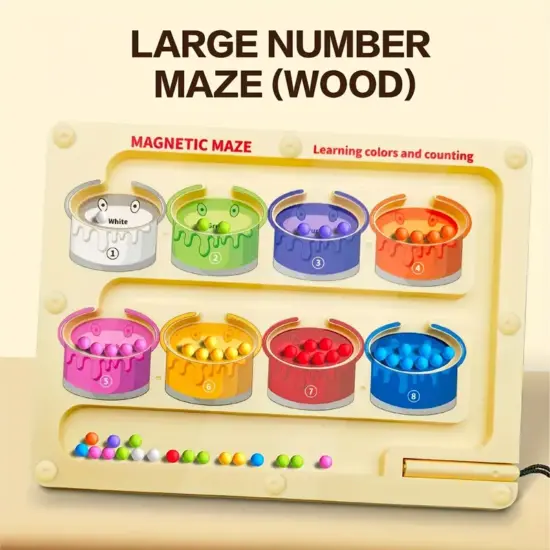 Joc Montessori Labirint magnetic cu pix Sortare Culori si numarare