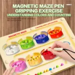 Joc Montessori Labirint magnetic cu pix Sortare Culori si numarare