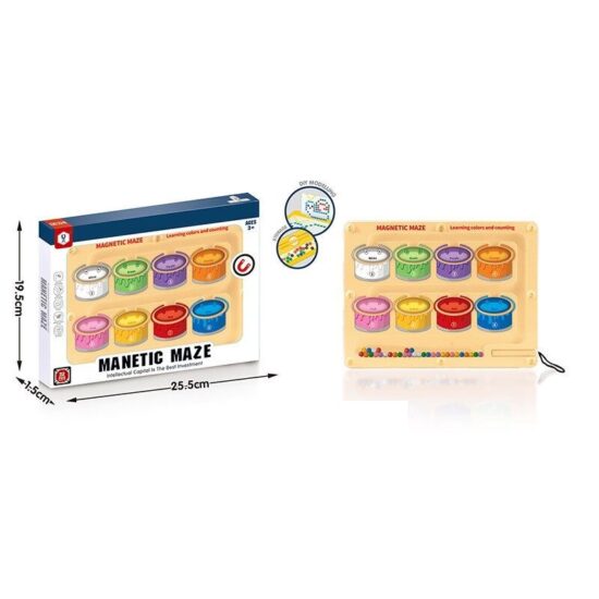 Joc Montessori Labirint magnetic cu pix Sortare Culori si numarare