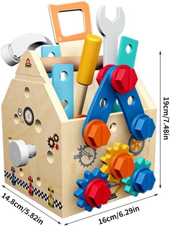 Joc Montessori lemn Casuta cu unelte Suruburi Incuie Descuie