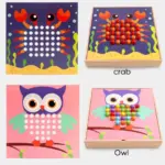 Joc creativ Animale Mozaic Genius cu butoni colorati si Planse