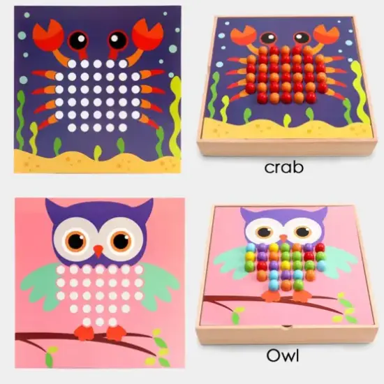 Joc creativ Animale Mozaic Genius cu butoni colorati si Planse