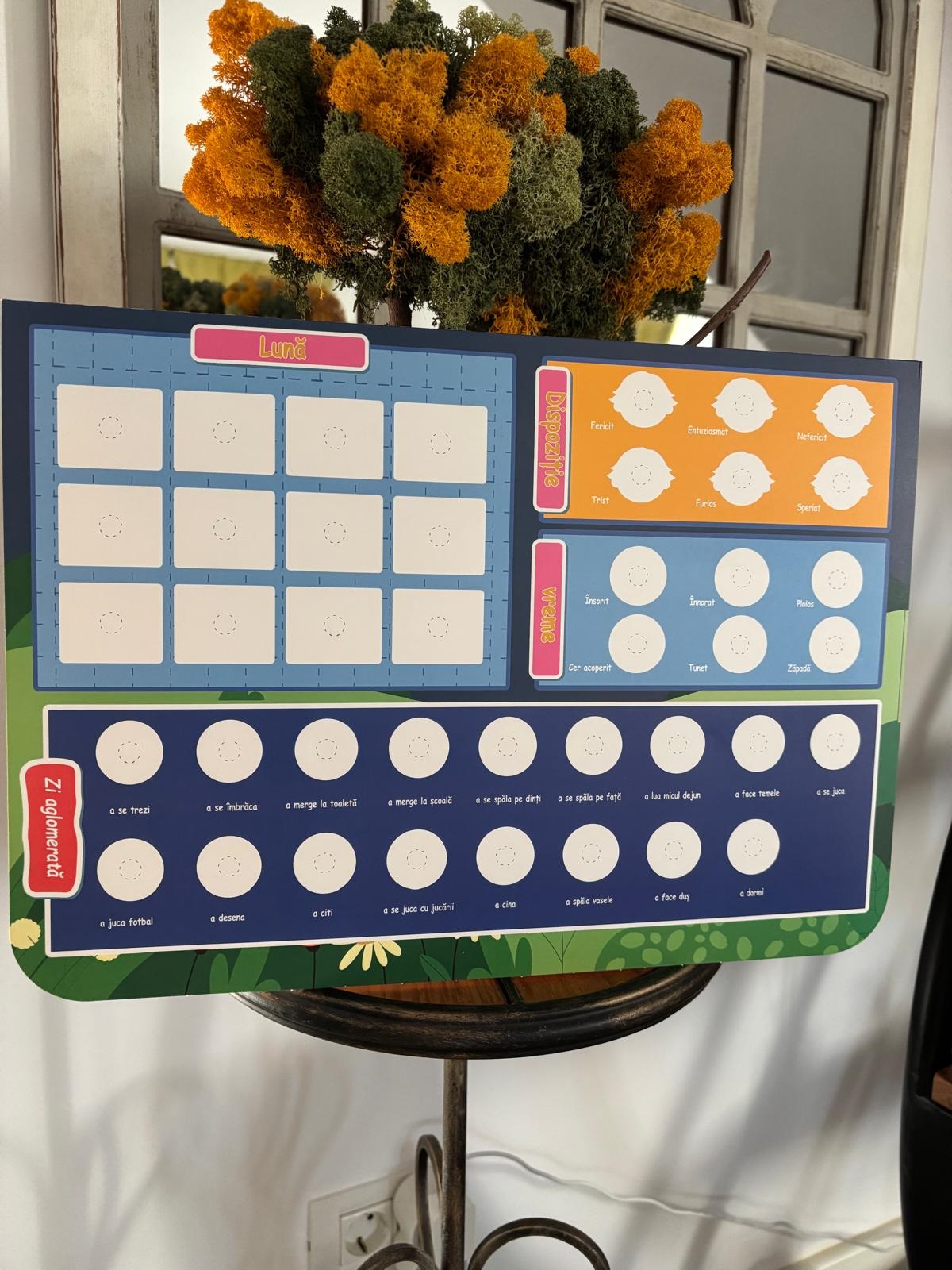 Joc educativ Calendar in Limba romana cu Ceas Anotimpurile Zilele