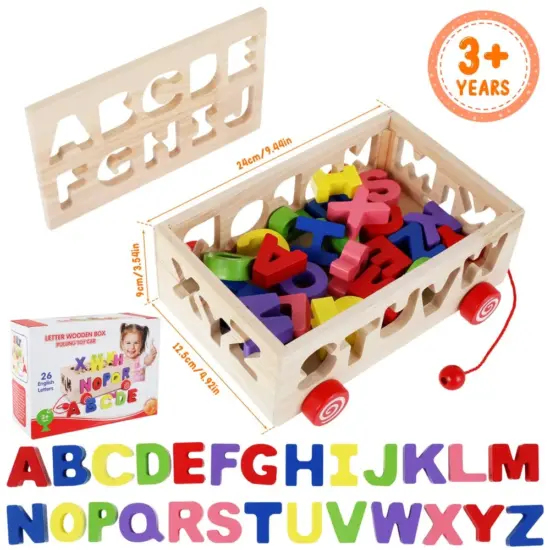 Joc educativ Cutia de tras cu forme Alfabetul de la A la Z colorat