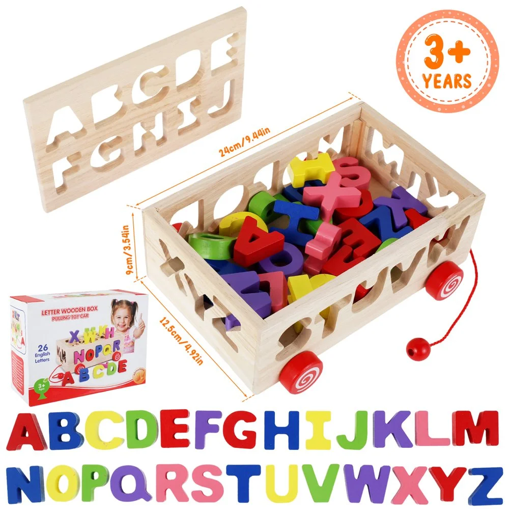 Joc educativ Cutia de tras cu forme Alfabetul de la A la Z colorat