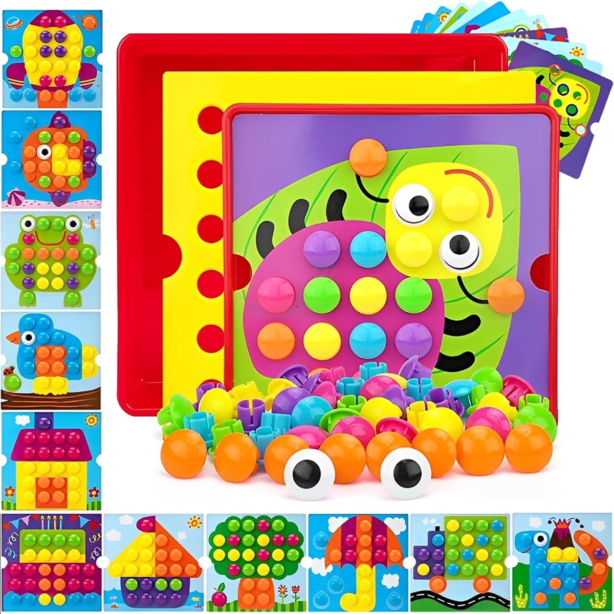 Joc mozaic Dinozaur cu 46 butoni puzzle 12 planse Genius Art