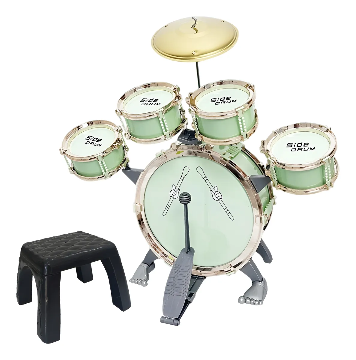 Jucarie Jazz Instrumente muzicale Set 5 Tobe cu Cinel si scaun