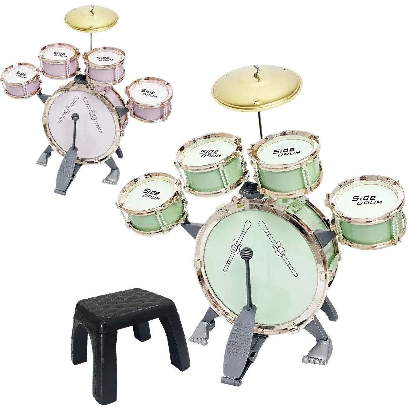 Jucarie Jazz Instrumente muzicale Set 5 Tobe cu Cinel si scaun