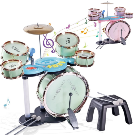 Jucarie Jazz Set Tobe Microfon Cinel Scaun Instrumente muzicale