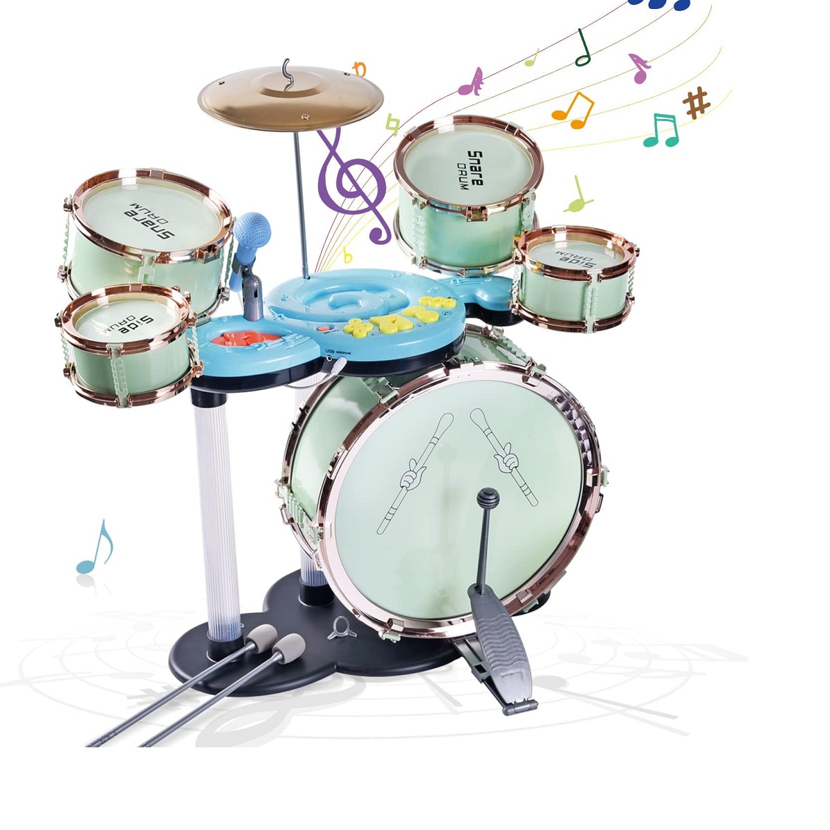 Jucarie Jazz Set Tobe Microfon Cinel Scaun Instrumente muzicale