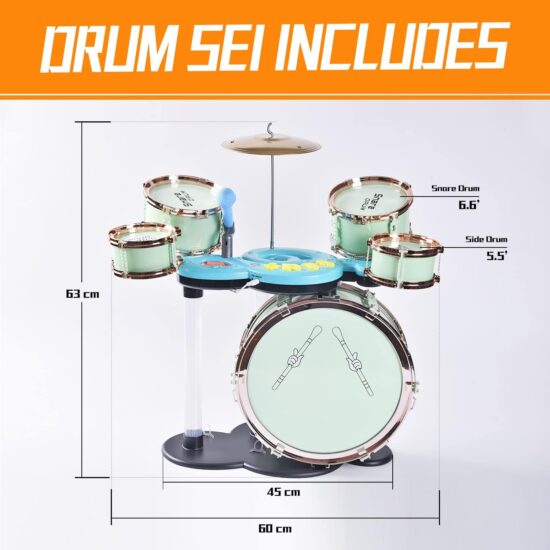 Jucarie Jazz Set Tobe Microfon Cinel Scaun Instrumente muzicale