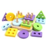 Jucarie educativa Sortator forme geometrice Culori calde 16pc
