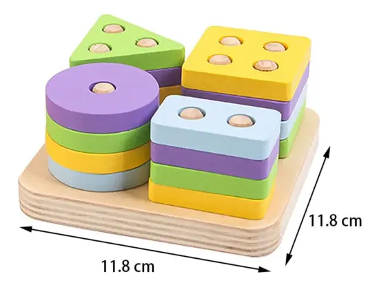 Jucarie educativa Sortator forme geometrice Culori calde 16pc